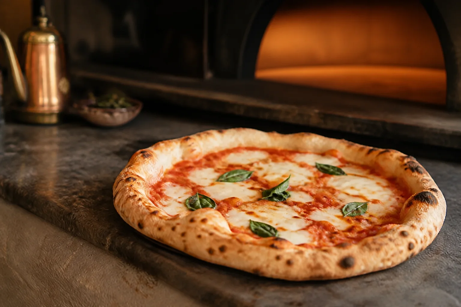 Yüksek ısıda pişen Napoliten pizza